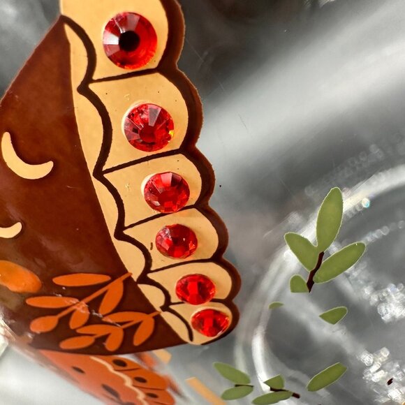 Vintage Woodland Creature Mushroom Moth Glass Container Jar Rhinestone Botanical - Picture 5 of 10